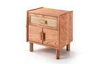 Oak Single Drawer and Cabinet Nightstand with Hazeran Cover Detail