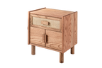 Oak Single Drawer and Cabinet Nightstand with Hazeran Cover Detail