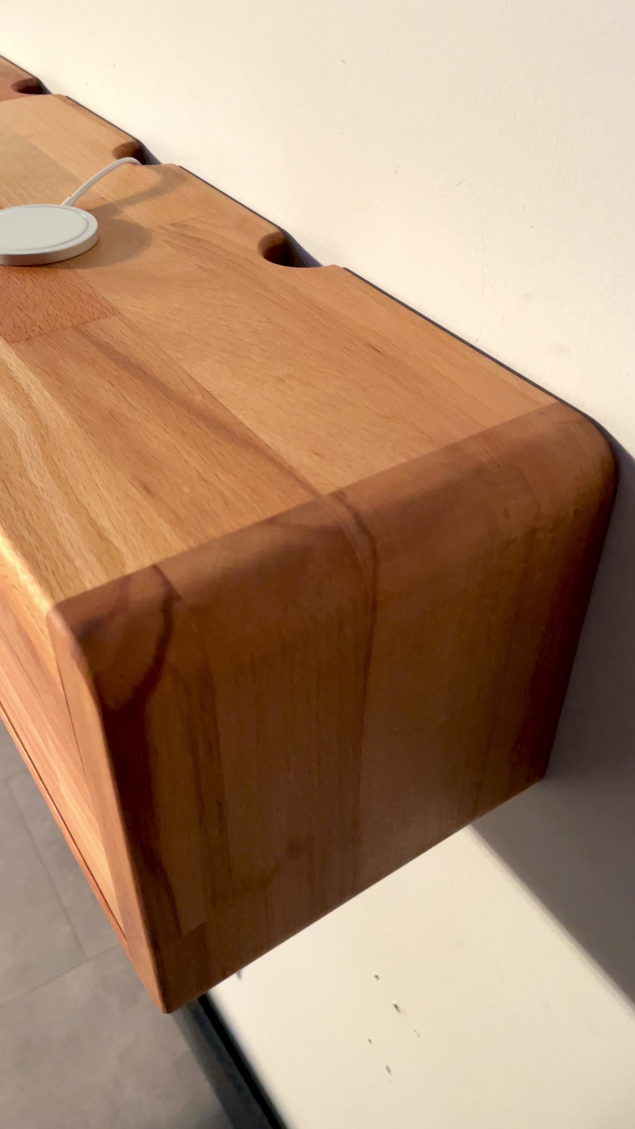 Natural Beech, Dark Brown Wooden Decorative Design Wall Shelf Organizer with Cover for Library Bookcase Bathroom and Kitchen