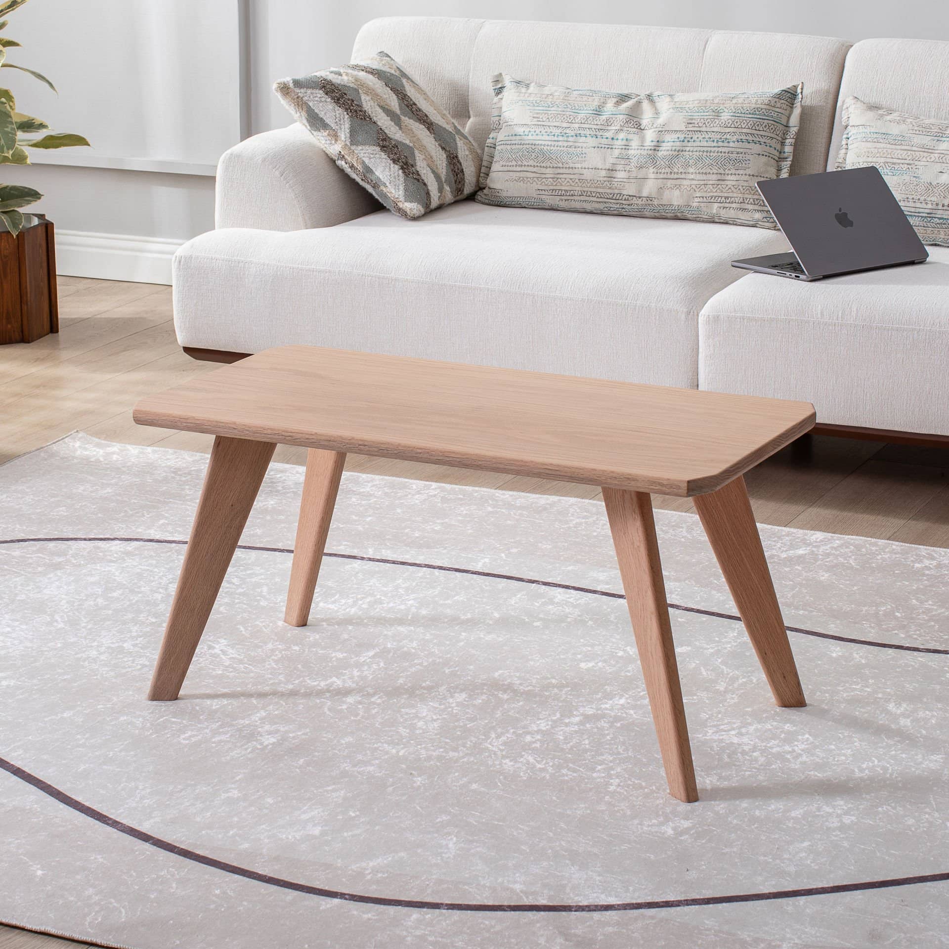 Handmade Oak Center Table Decorative Rectangular Sofa Service Tea Room Living Room Coffee Table