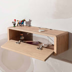 Natural Oak Wall Shelf Organizer with Covers for Library Bookcase Bathroom and Kitchen Decorative Design