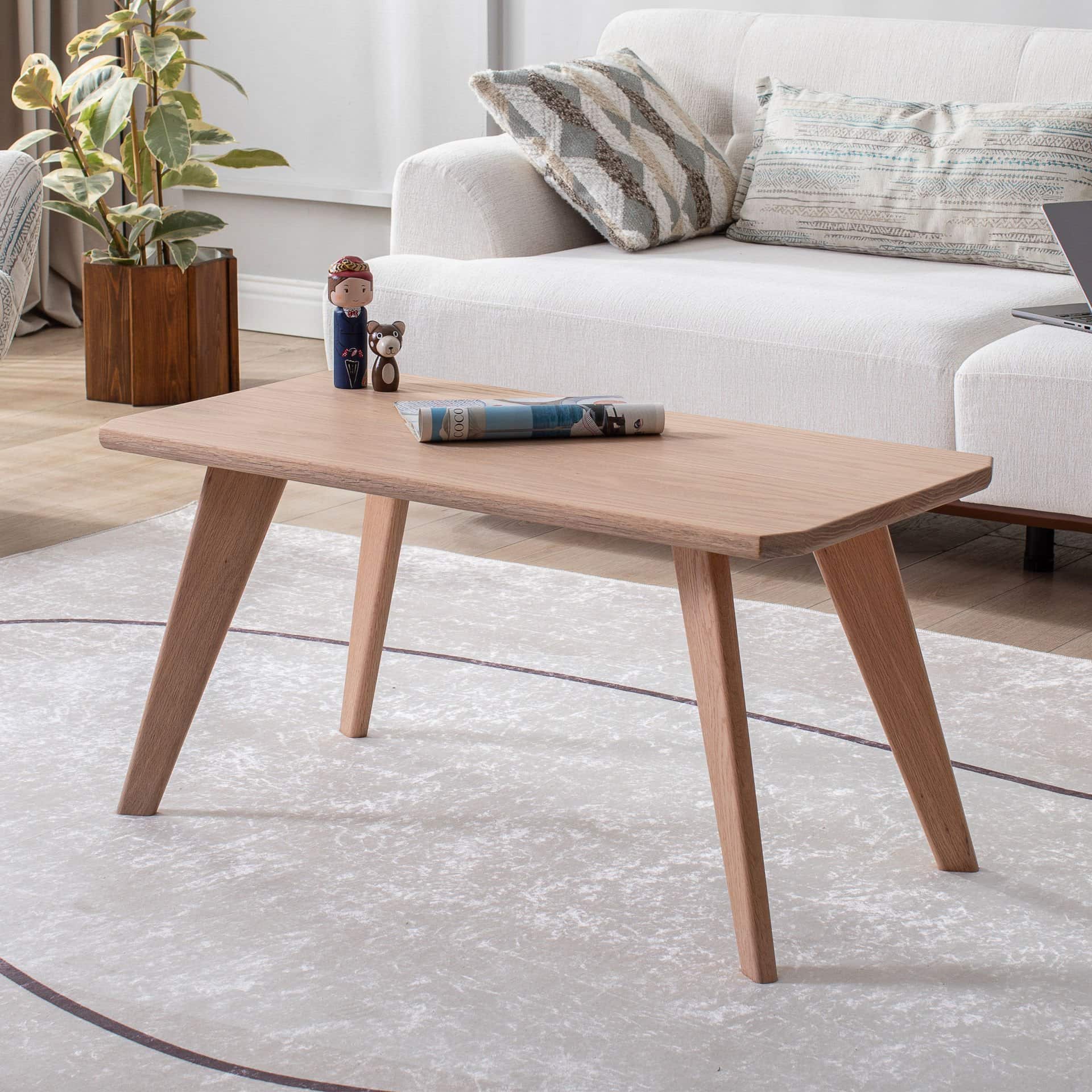 Handmade Oak Center Table Decorative Rectangular Sofa Service Tea Room Living Room Coffee Table