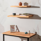Wooden Decorative Design Wall Shelf Organizer 60x25 cm Light Brown-Large