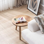 Handmade Small Walnut Nesting Center Table Decorative Round Sofa Service Tea Room Living Room Coffee Table Single - Walnut