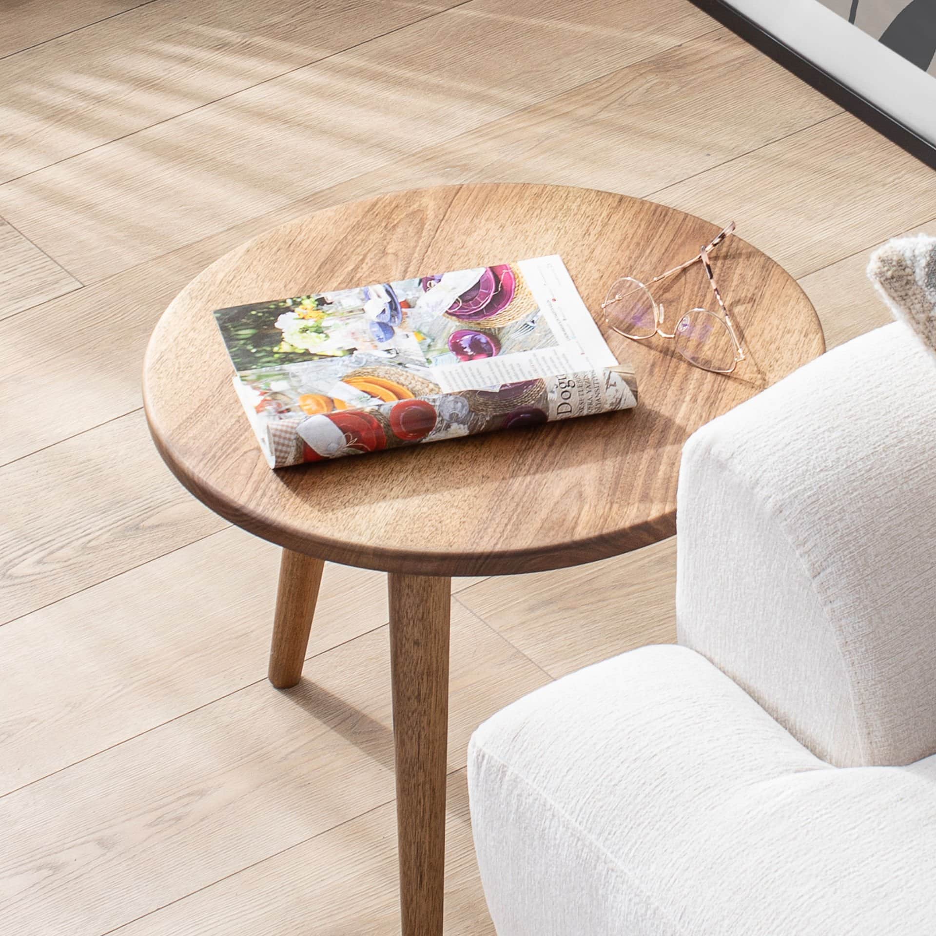 Handmade Small Walnut Nesting Center Table Decorative Round Sofa Service Tea Room Living Room Coffee Table Single - Walnut