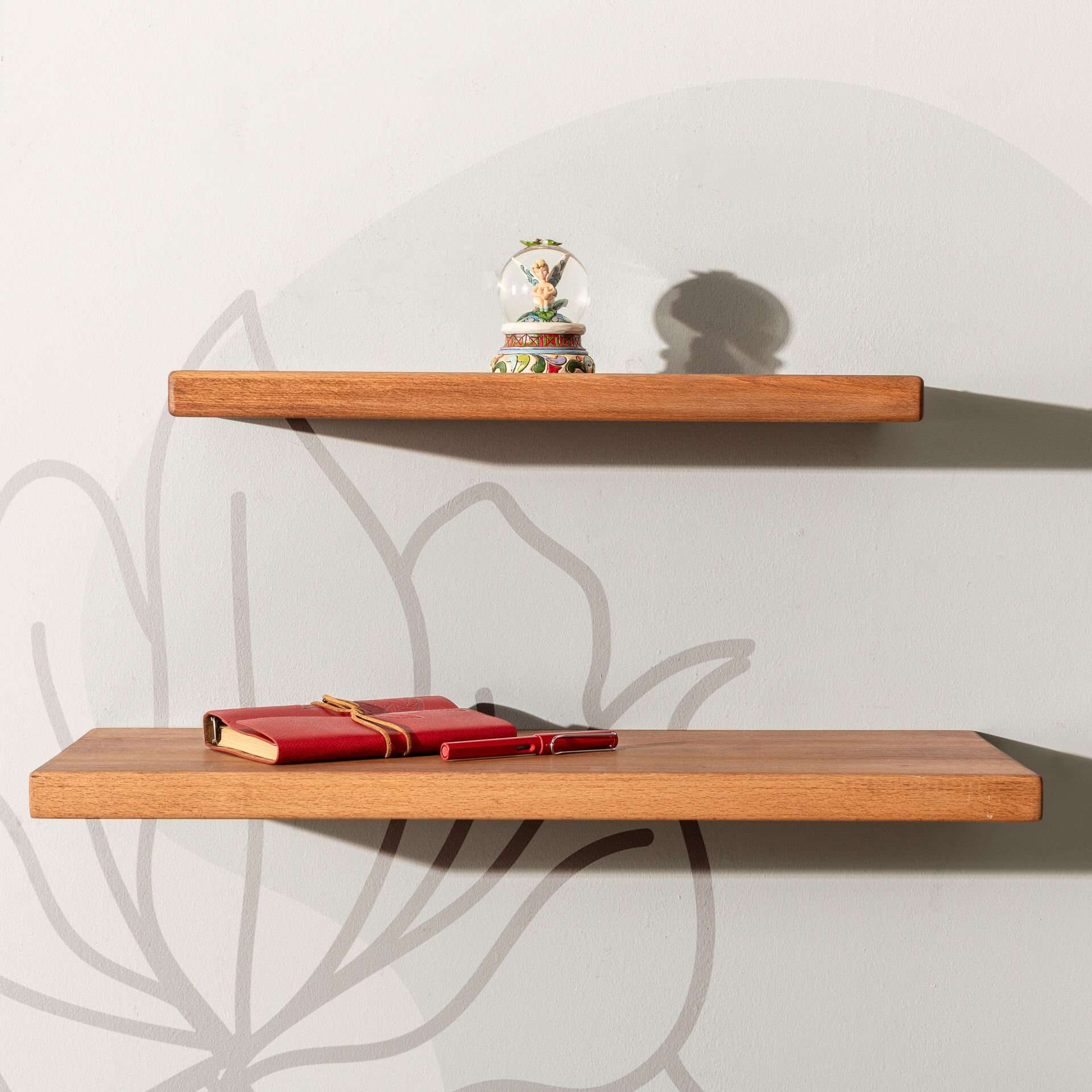 Wooden Decorative Design Wall Shelf Organizer 50x20 cm Dark Brown-Small