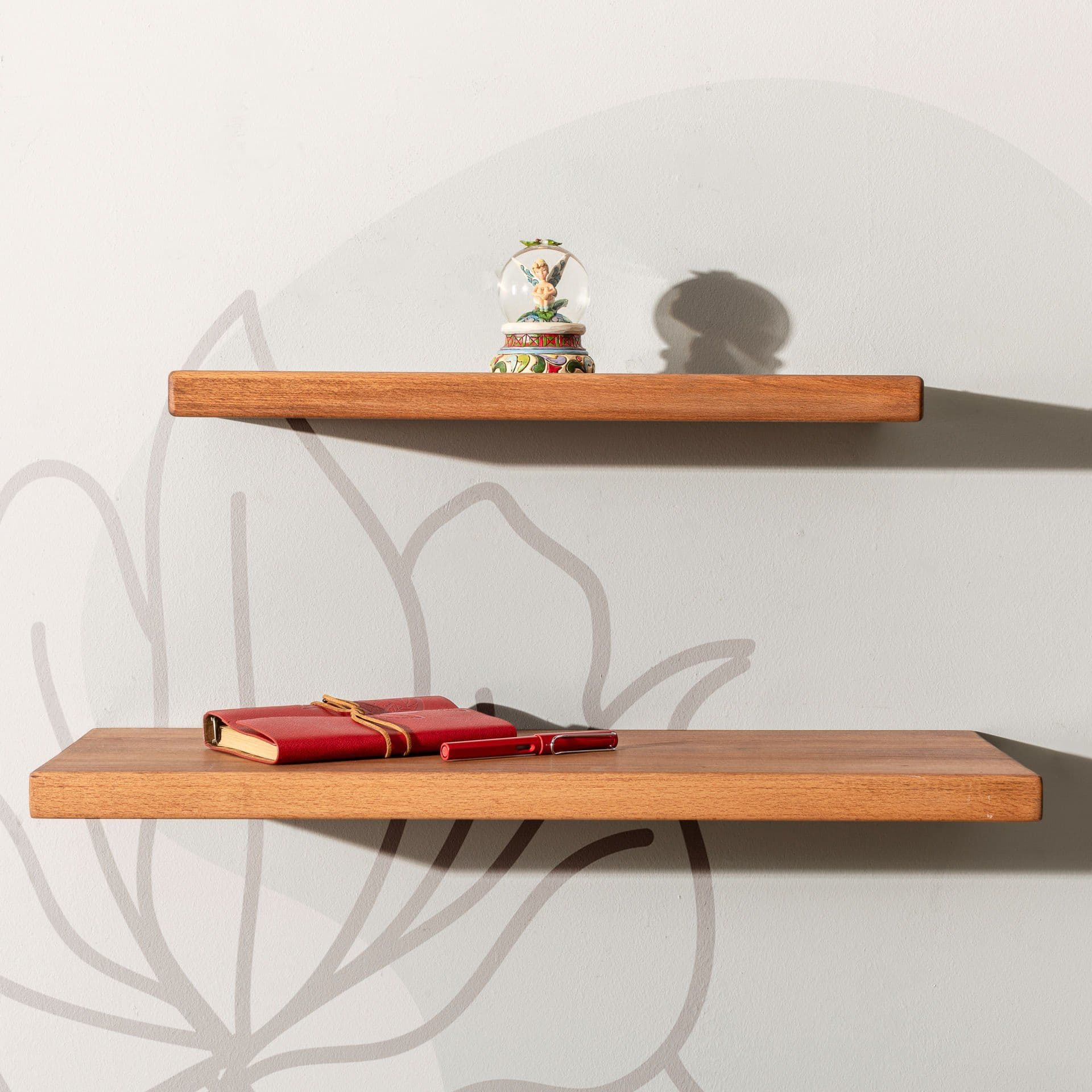 Wooden Decorative Design Wall Shelf Organizer 60x25 cm Dark Brown - Large
