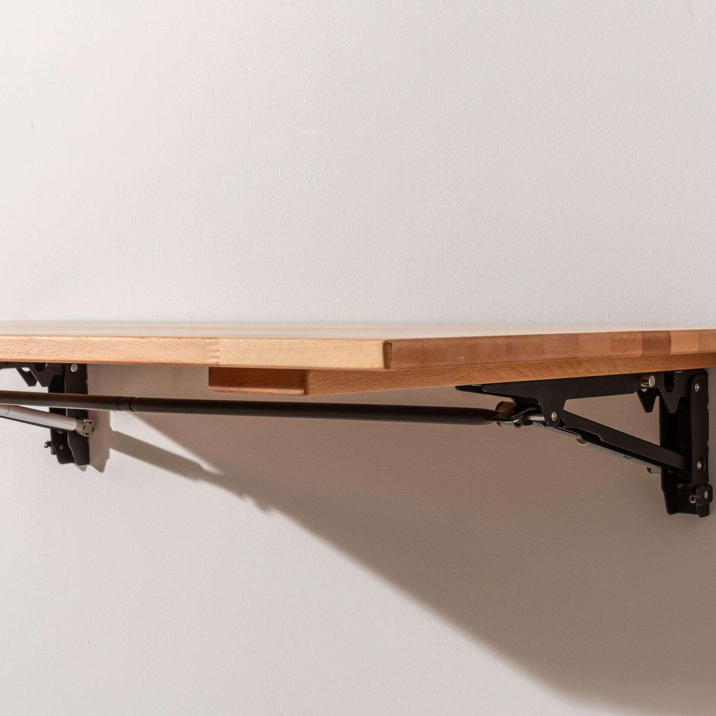 Handmade Beech Wall Mounted Folding Table Kitchen Balcony Table Laptop Desk, Dark Brown