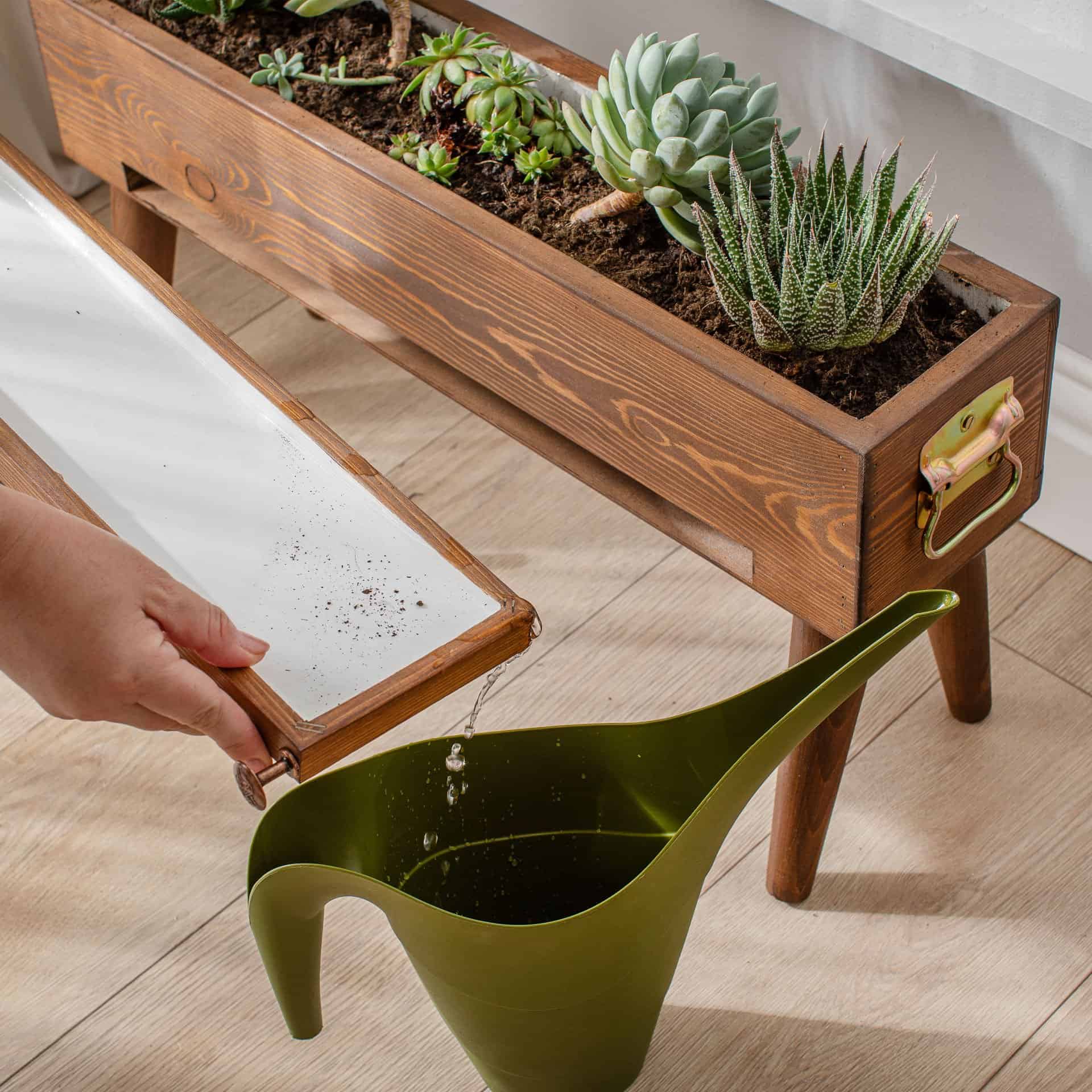 Handmade Standing 6 Tile Decorative Modern Wooden Rectangular Garden Balcony Flowerpot Planter Holder