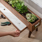 Handmade Standing 10 Tile Decorative Modern Wooden Rectangular Garden Balcony Flowerpot Planter Holder