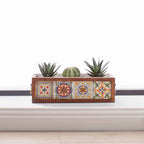 Mexican Tiled Wooden Flower Pot-4 Tiles