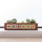 Handmade 6 Mexican Tile Decorative Modern Wooden Rectangular Quality Garden Balcony Flower Pot Planter