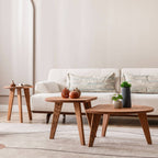 Handmade Oak Nesting Center Table Decorative Round Seat Service Tea Room Living Room Coffee Table - Oak 