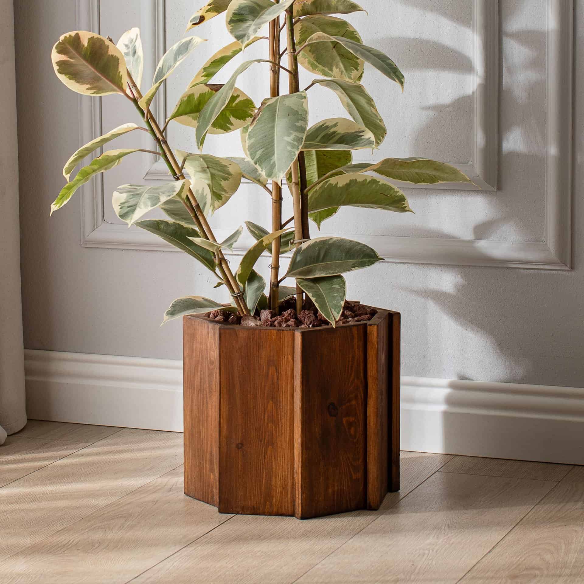 Handmade Natural Wood Large Decorative Modern Quality Garden Balcony Flowerpot Pot Stand Flower Holder - Dark Brown