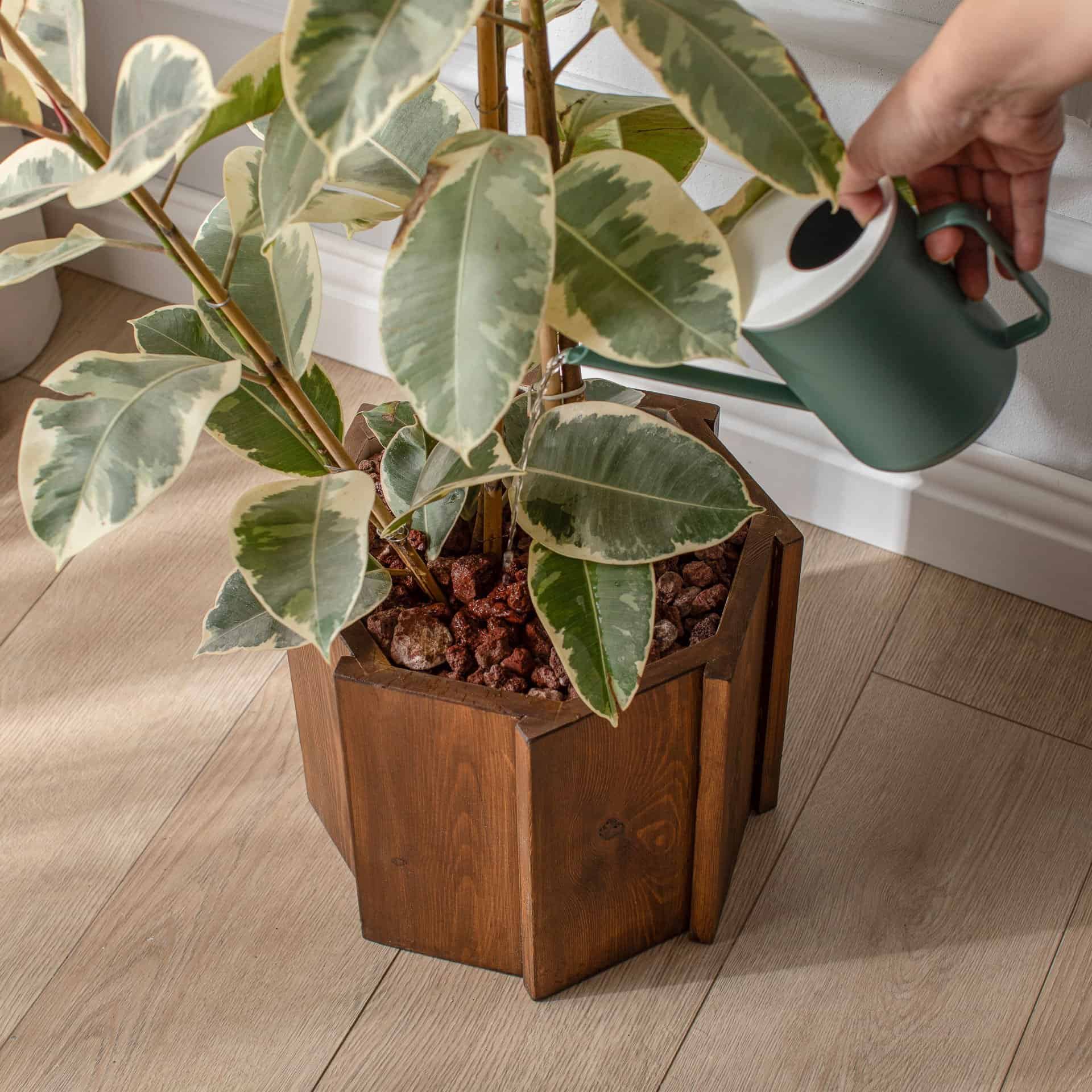 Handmade Natural Wood Large Decorative Modern Quality Garden Balcony Flowerpot Pot Stand Flower Holder - Dark Brown