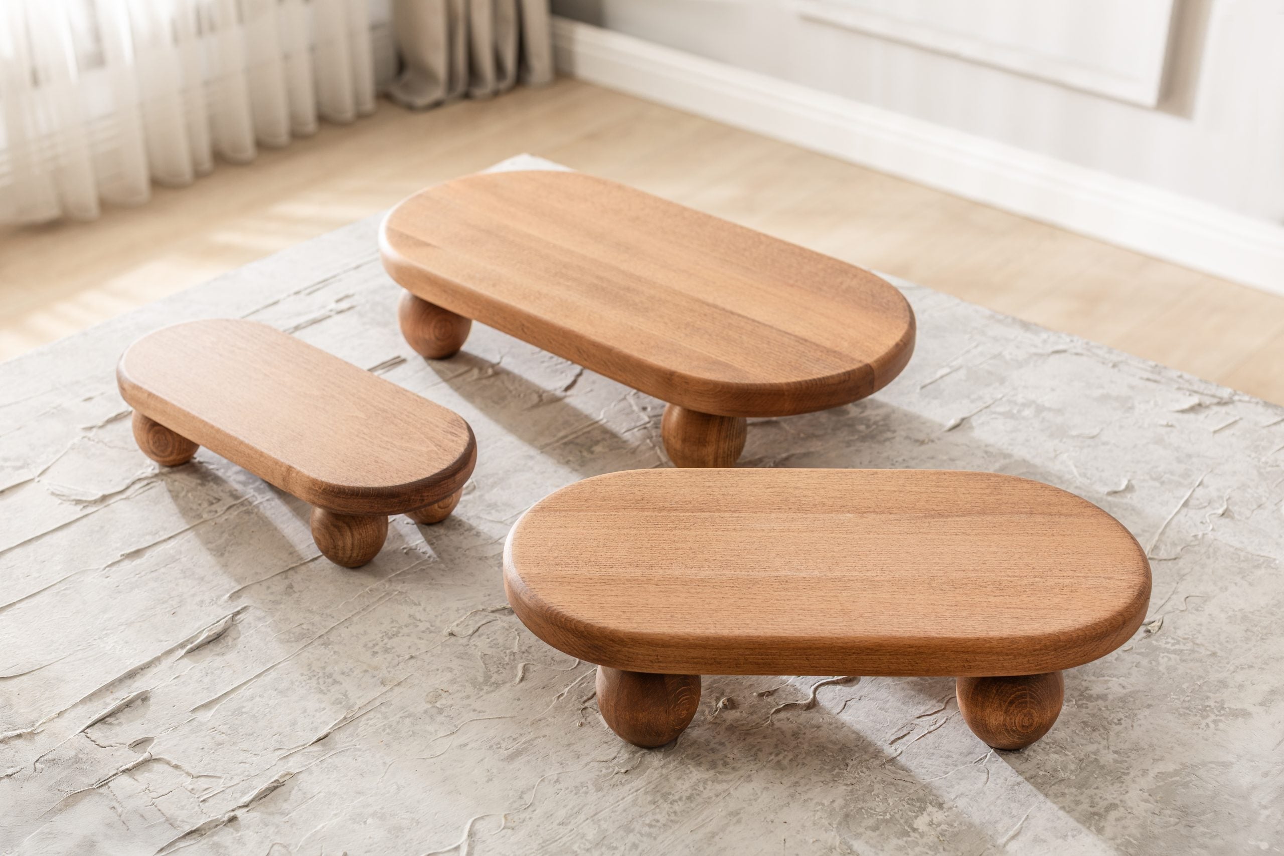 Handmade Wooden Oval Presentation Stand - Beech Wood 