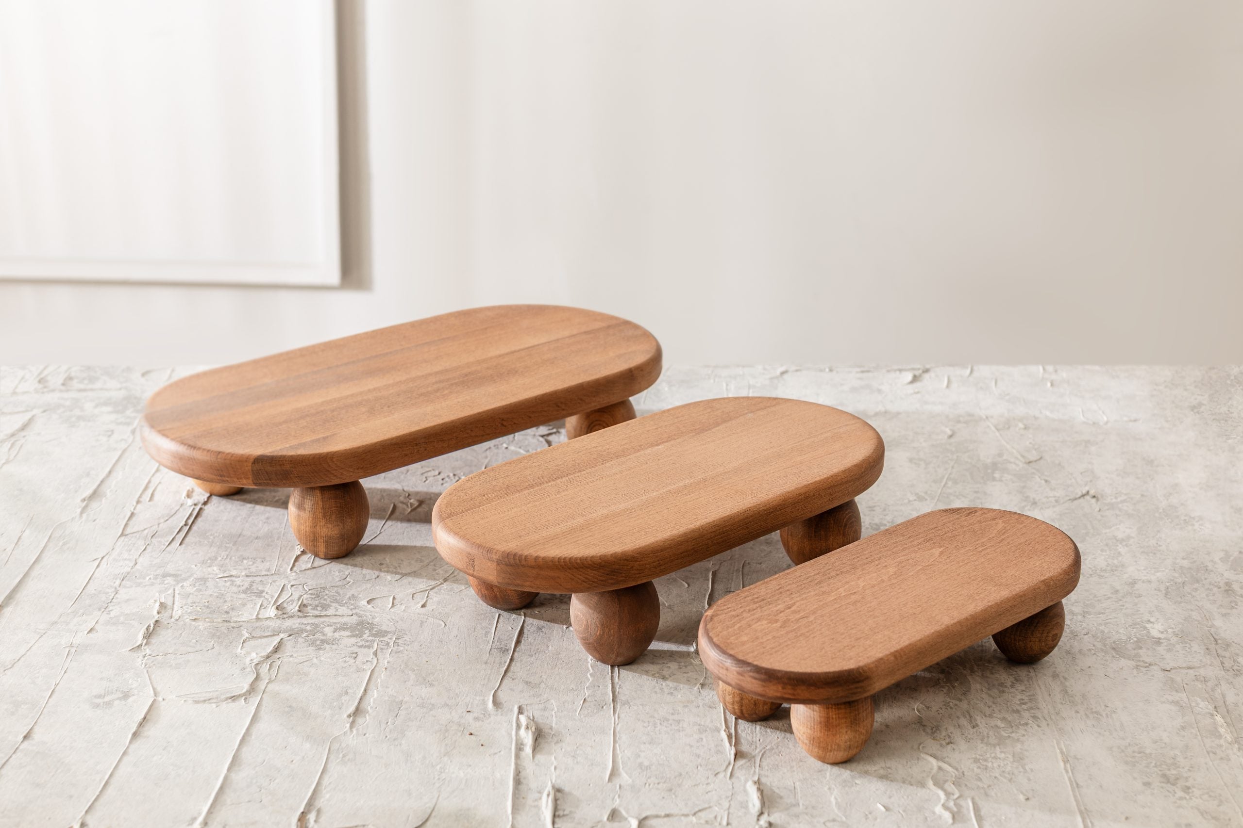 Handmade Wooden Oval Presentation Stand - Beech Wood 