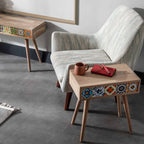 Handmade Oak Coffee Table, Mexican Tile Console