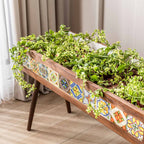 Mexican Tiled Wooden Flower Pot, 10 Tiles - Footed