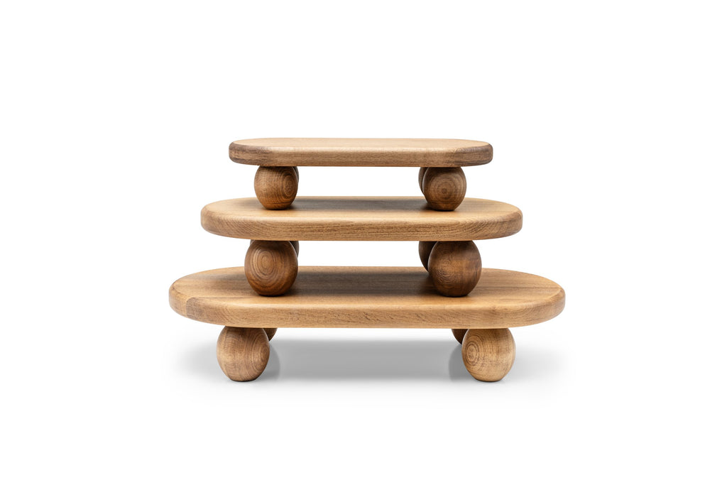 Handmade Wooden Oval Presentation Stand - Beech Wood 