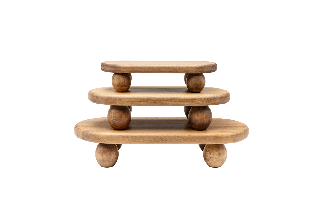 Handmade Wooden Oval Presentation Stand - Beech Wood 