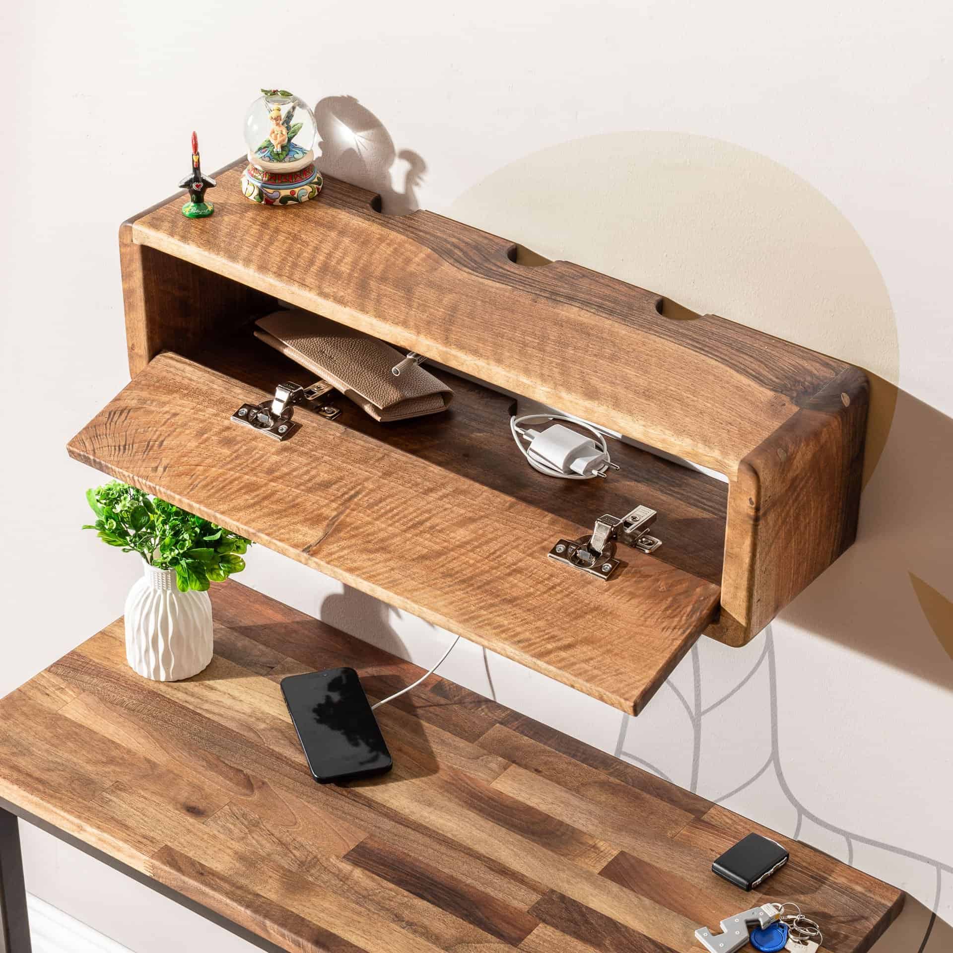 Natural Walnut Wall Shelf Organizer with Cover for Library Bookcase Bathroom and Kitchen Decorative Design