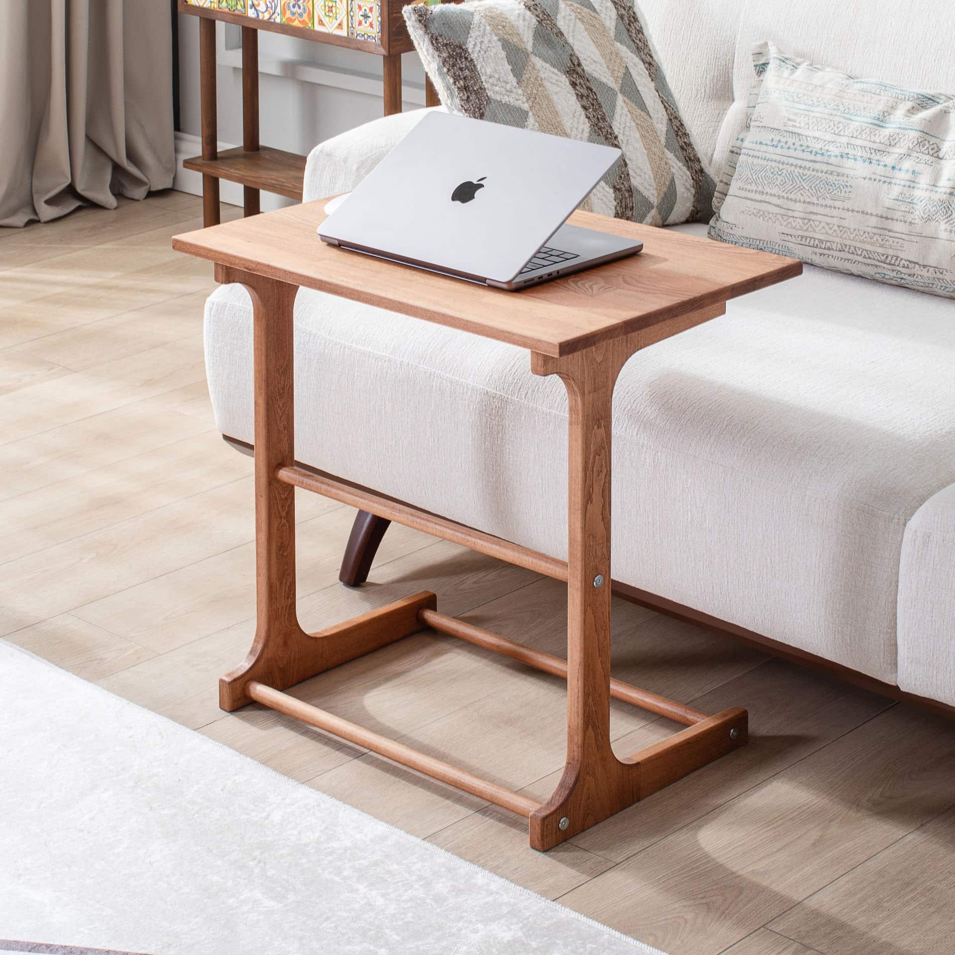 Handmade Natural Wood C Coffee Table - Multi-Purpose Laptop and Side Table Study Table