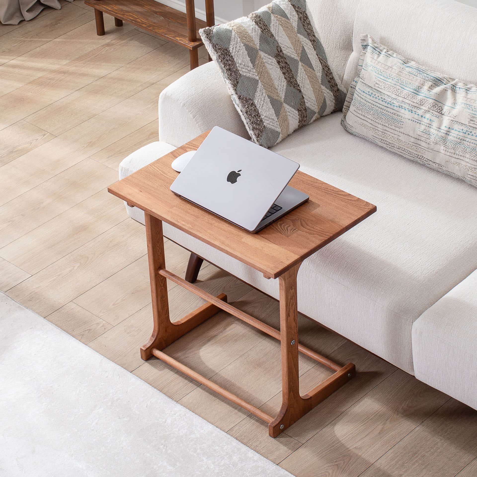 Handmade Natural Wood C Coffee Table - Multi-Purpose Laptop and Side Table Study Table