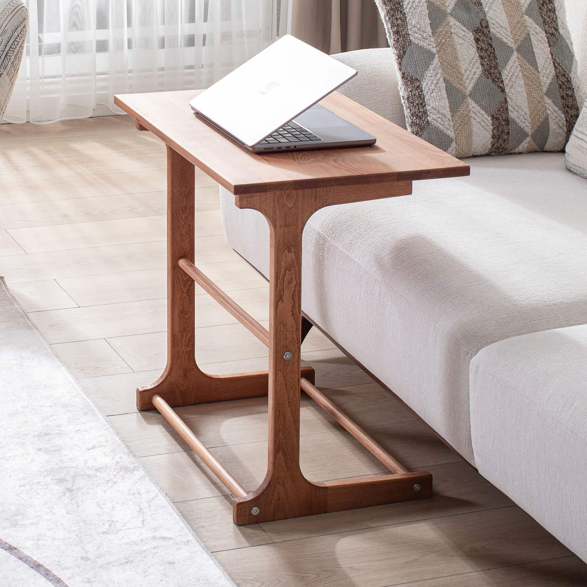 Handmade Natural Wood C Coffee Table - Multi-Purpose Laptop and Side Table Study Table