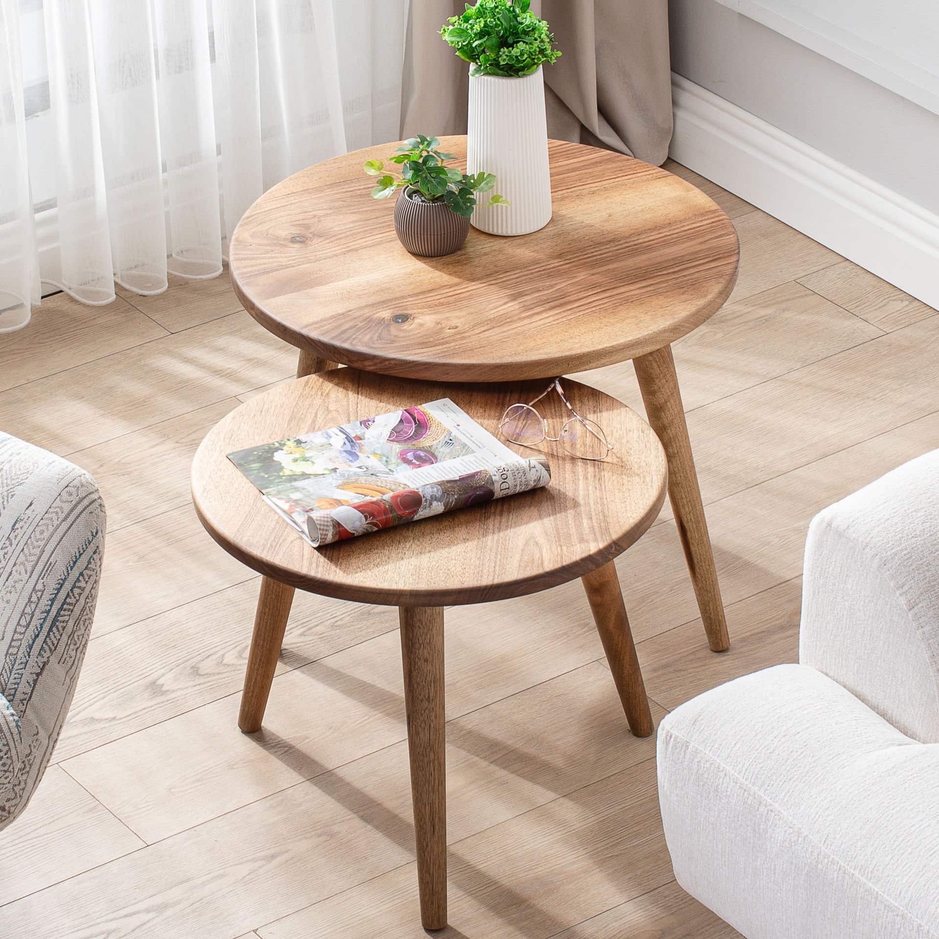 Handmade Natural Walnut Nesting Table Set – Aesthetic and Timeless Elegance