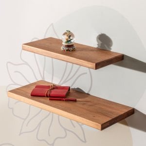 Ahşap Dekoratif Tasarım Duvar Raf Düzenleyici 50x20 cm Koyu Kahve-Kütüphane Kitaplık Banyo Ve Mutfak Küçük